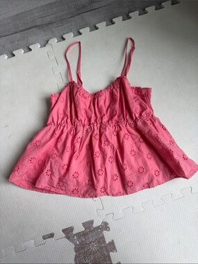Pink Lily Coral Pink Eyelet Spaghetti Strap Camisole